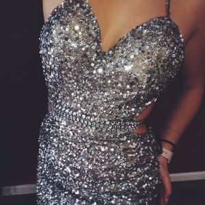 Silver Sequined Formal Bodycon dress